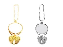 Sublimation Blank Pendant Heat Transfer DIY Gifts Three Styles Car Pendants Metal Angel Wings Ornaments1052462