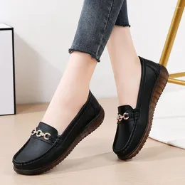 Casual Shoes Moccasins Pumps Women's Soft Leather Bottom Spring And Autumn Plus Size 2024 Genuine Ballet