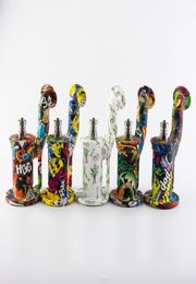 Silicone Water Pipe Silicone Bong with pictures Unbreakable Dab Rig With Stainless Steel nail Dabber Jar Container3663330