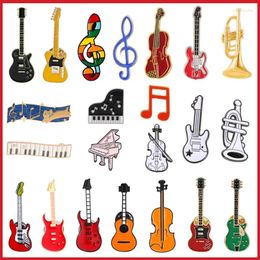 Brooches Music Department Guitar Violin Design Metal Enamel Brooch Cartoon Cute Art Instrument Emblem Pins Jewelry Clothing Accessories