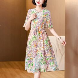 Party Dresses Spring Summer Floral Silk Holiday Long Dress Women Korean Fashion Elegant Casual 2024 Bodycon Luxury