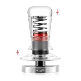 IKAPE Espresso Coffee Tamper Springloaded Calibrated with Premium Flat Stainless Steel Base Acrylic Handle 240423