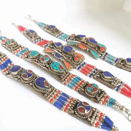 Link Bracelets Ethnic Fashion Copper Inlay Colourful Stone Clasp Multi Designs 2024