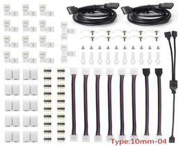 10mm 4Pin RGB LED Strip Light Connector Kits with TLShaped Strip Jumpers Clips Wire Connection Terminal Splice LED4708433