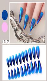 Press on Nails High Quality 24Pcs False Nail Pointy Tips Full Cover Finger Aurora Ombre Colours Kit Package6778675