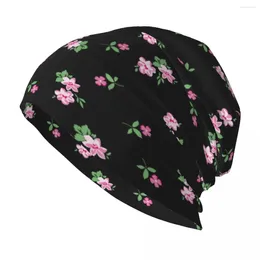 Berets Cute Flower Caps Vintage Adult Ski Skullies Beanies Hats Spring Warm Dual-use Bonnet Knitting