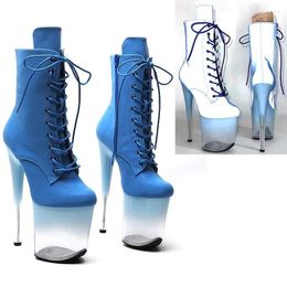 Dance Shoes 20CM/8inches Holographic Upper Modern Sexy Nightclub Pole High Heel Platform Women's Ankle Boots 705