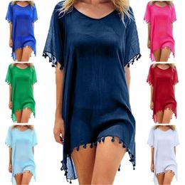 Women Beach Cover Up Lace Hollow Crochet Swimsuit Dres Summer CoverUps Bathing Suit Ladies Wear Tunic 240420