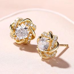 Stud Earrings CAOSHI Elegant Lady Fancy Ear Gold Colour Shiny Zirconia For Women Delicate Accessories Wedding Ceremony Party