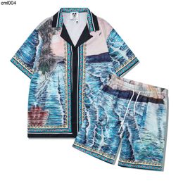 Casa Blancas High Quality Short Set Fashion Casablanc Shirt and Suit Men t Tee Beach Shorts Leather Summer Swim Designer Mens T8te