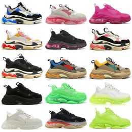 Designer Triple S Sneakers Mens Women Casual Shoes Clear Sole Platform Sneaker White Black Grey Red Pink Blue Royal Neon Green Outdoor Old Dad Trainers Size 36-45