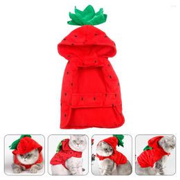 Cat Costumes Clothes For Pets Dog Hoodie Apparel Funny Strawberry Decor Red Halloween Cosplay Costume