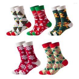 Women Socks Unisex Christmas Cotton Colourful Gingerbread Snowflake Holiday Stockings