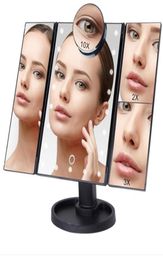 22 Lights LED Touch Sn Makeup Mirror Table Make up 1X2X3X/10X Magnifying Mirror Vanity magnifier sn 3 Folding led8766914