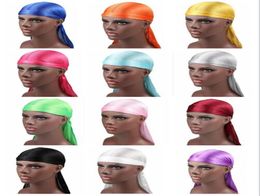 2018 Men039s Satin Durags Bandana Turban Wigs Men Silky Durag Headwear Headband Pirate Hat Hair Accessories6065887