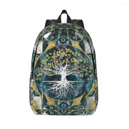Backpack Tree Of Life Marble And Gold Travel Canvas Women School Laptop Bookbag Vikings Yggdrasil College Student Daypack Bags
