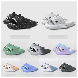 Top Luxury Designer Men Women Slippers Shark Slide Sandals Home Outdoor Beach Shoes Cartoon Bathroom Sneakers Non-slip Super Soft