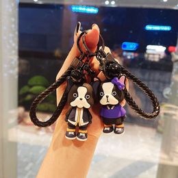 Trendy and Cool Couples Bulldog Accessories Cute Car Hanging Accessories Bookbag Doll Keychain Accessories Keychain Accessories