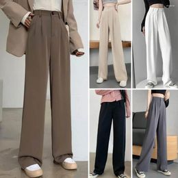 Women's Pants High Waist Suit Elegant Solid Colour With Wide Leg For Office Or Casual Wear In Autumn Winter