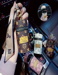Designer Letter Key Rings Silk Scarf Lipstick Keychains Fashion PU Leather Purse Pendant Car Keyring Chain Charm Brown Flower Mini2590000