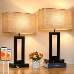 Table Lamps Bedside Lamp With 2 USB Ports Touch Control 3-Way Dimmable Bedroom Modern Nightstand For Living Room