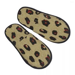 Slippers Soft Plush Cotton Leopard Stains Background Shoes Non-Slip Floor Indoor Furry For Bedroom