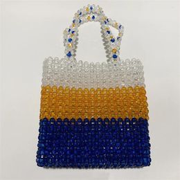 Evening Bags Colourful Acrylic Fashion Handheld Shoulder Ethnic Style Vertical Large Capacity Women's Bag Handwoven Beaded Handbag 2024