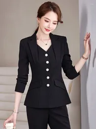 Women's Two Piece Pants Office Formal Uniform Designs Women Business Suits Pant With Jacket Coat Professional Work Wear Blazers Set