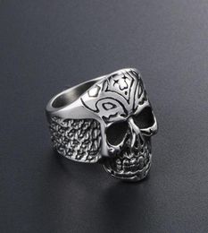 Death Squads Biker Ring Cool Skull Skeleton Head 100 Titanium Steel For Men Exaggeration Handmade Pattern Jewelry GIft Cluster Ri9251129