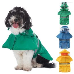 Dog Apparel Raincoat With Hood Waterproof Rain Jacket Reflective Strip Adjustable Belly Strap Lightweight Poncho Cute Design