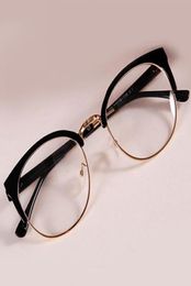 Fashion Women MetalPlastic Semicircle Frame Glasses AntiRadiation Goggles Plain Glass Spectacles Colorful Optical7475777