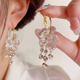 Stud Earrings Grier 2024 Fashion Flower Tassel Earring For Women Summer Bridal Luxury Uniqu Zircon Wedding Daily Fine Jewellery