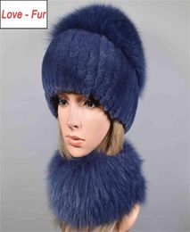 Winter Soft Warm Women Real Rex Rabbit Fur Scarf Hat Warm Real Fox Fur Cap Ring Shawl Natural Fox Fur Scarves Hats 2012154079459