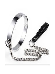 Metal Steel Neck Collar with Leash New Design BDSM Bondage Gear Fetish Adult Sex Toy Neck Belt Restraint Slave Training for Male F9487530