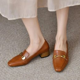 Dress Shoes Sapatos Feminino Retro High Heels Shoe Women Autumn Thick Heel Leather Soft Single Mary Jane