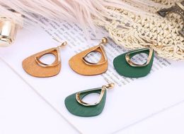 Dangle Chandelier 2021 Fashion Boho Geometric Unique Wooden Drop Earrings For Women Bohemian Vintage Wood Earring Jewelry2065736