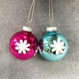 Christmas Decorations Tree Decoration Glass Creative Pendant Vibrato Gift Foreign Trade 5.5cm Small Flower Painted Ball
