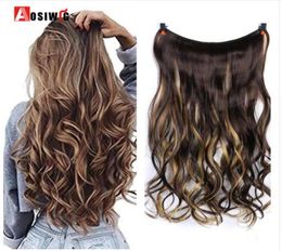 22quot Invisible Wire No Clips In Hair Extensions Secret Fish Line Hairpieces Synthetic Straight Wavy Hair Extensions2743482