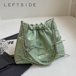 Shoulder Bags Small Bow Pu Leather For Women 2024 Summer Trend Designer Korean Fashion Handbags And Purses Chain Crossbody Bag