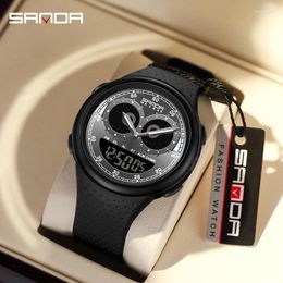 Wristwatches SANDA Digital Watch Men Military Army Sport Quartz Wristwatch Top LED Waterproof Male Electronic Clock Gift 6118