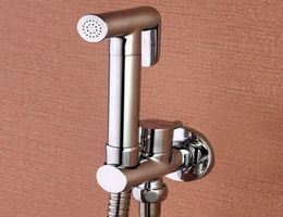 copper chrome Toilet copper Hand Held Bidet Spray Shower Head Douche Kit Shatta Copper Valve Bathroom Bidet sprayer Jet water tap 7717361