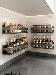 Kitchen Storage Gun Ash Seasoning Rack Stainless Steel Non Perforated Household Wall Mounted Oil Salt Soy Sauce Vinegar