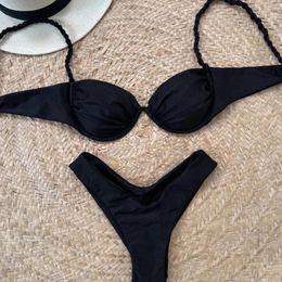 Women's Swimwear Echoine Solid Simple Fashion Bikini Suit Two Piece Set Sexy Women Swimsuit Beachwear Summer