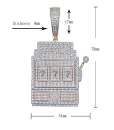 New arrived Hip Hop Letter Number Necklace Lucky 777 charm pendant plated gold silver wigh 5A FuLL Cubic Zircon paved Men Women pu2216084