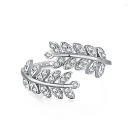 Cluster Rings S925 Silver Ring Leaf Fashion Light Luxury Set With High Carbon Diamond Quality Jewelry