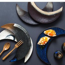 Plates Irregular Dinner Plate Japanese Cuisine Sushi Creative Retro Ceramic Tableware Moon Commercial Restaurant Supplies