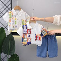 Clothing Sets Boys Clothes Summer 2024 Children Cotton Shirts Denim Shorts 2pcs Party Suit For Baby Beach Tracksuits Kids Outfits Toddler