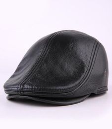 Designer Men039s Real Genuine Leather hat baseball Cap Newsboy Beret Hats Winter Warm Cowhide Caps9626112