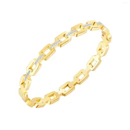 Bangle Stainless Steel Hollow Out Sparkling Zircon Bracelet For Men And Women