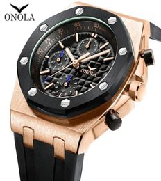 2022NEW ONOLA brand fashion casual quartz mens watch chronograph Multifunction wristwatch all black gold metal waterproof watch fo8518333